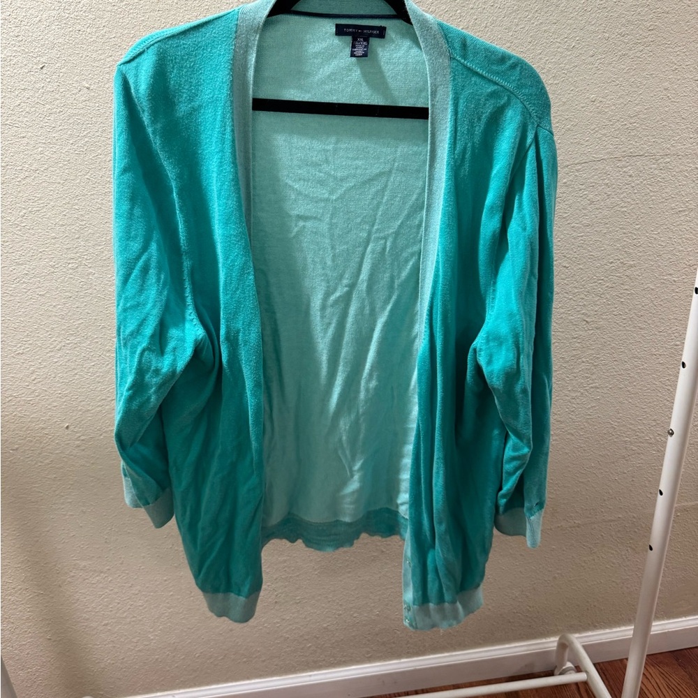 Tommy Hilfiger Aqua Open-Front Cardigan